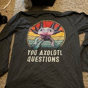 Grey long sleeve with axolotle.
